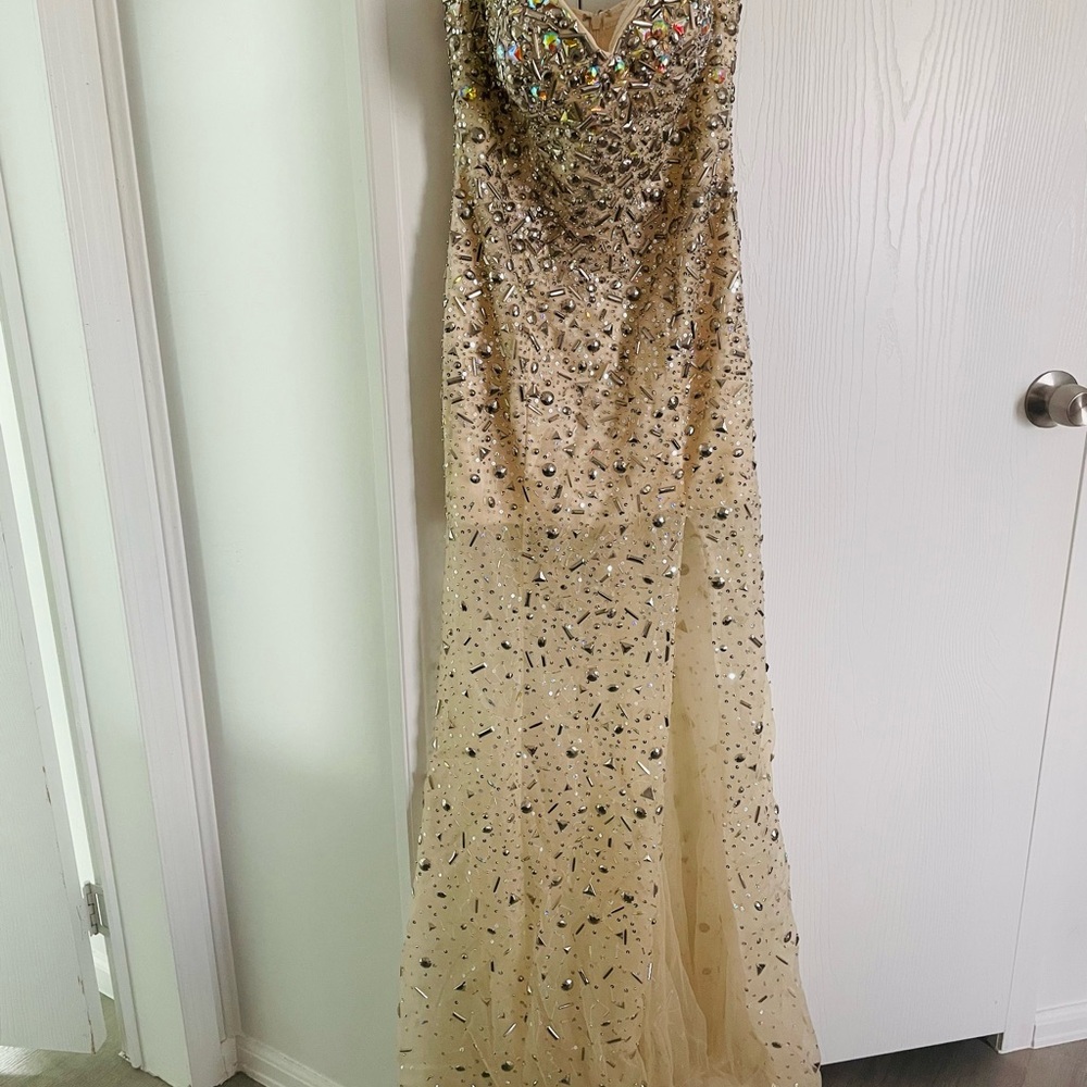 Tony Bowls Paris Gold Beaded Dress